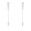 1.2Ct Graduated Rhodium Plated Drop Cubic Zirconia Earrings.