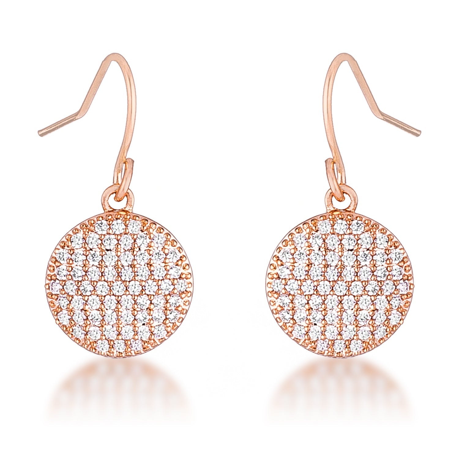 .6 Ct Elegant CZ Rose Gold Plated Disk Earrings