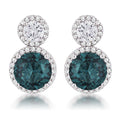 10Ct Rhodium Plated Blue Green Snowman CZ Earrings