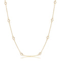 16 18k Gold Plated Clear CZ Round Bezel Saturn Necklace