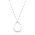 Rhodium Plated Crystal Teardrop Necklace