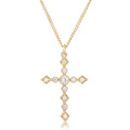 Dainty Art Deco Gold Plated Clear CZ Cross Pendant