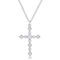 Dainty Art Deco Rhodium Plated Clear CZ Cross Pendant