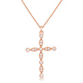 Delicate Vintage Rose Gold Plated Clear CZ Cross Pendant