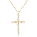 Delicate Vintage Gold Plated Clear CZ Cross Pendant