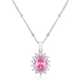 Rhodium Plated Pink Petite Royal Oval Pendant