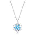 Rhodium Plated Brilliant Marquise Aqua Blue Snowflake Pendant