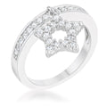Star 0.25ct CZ Rhodium Simple Holiday Charm Band Ring