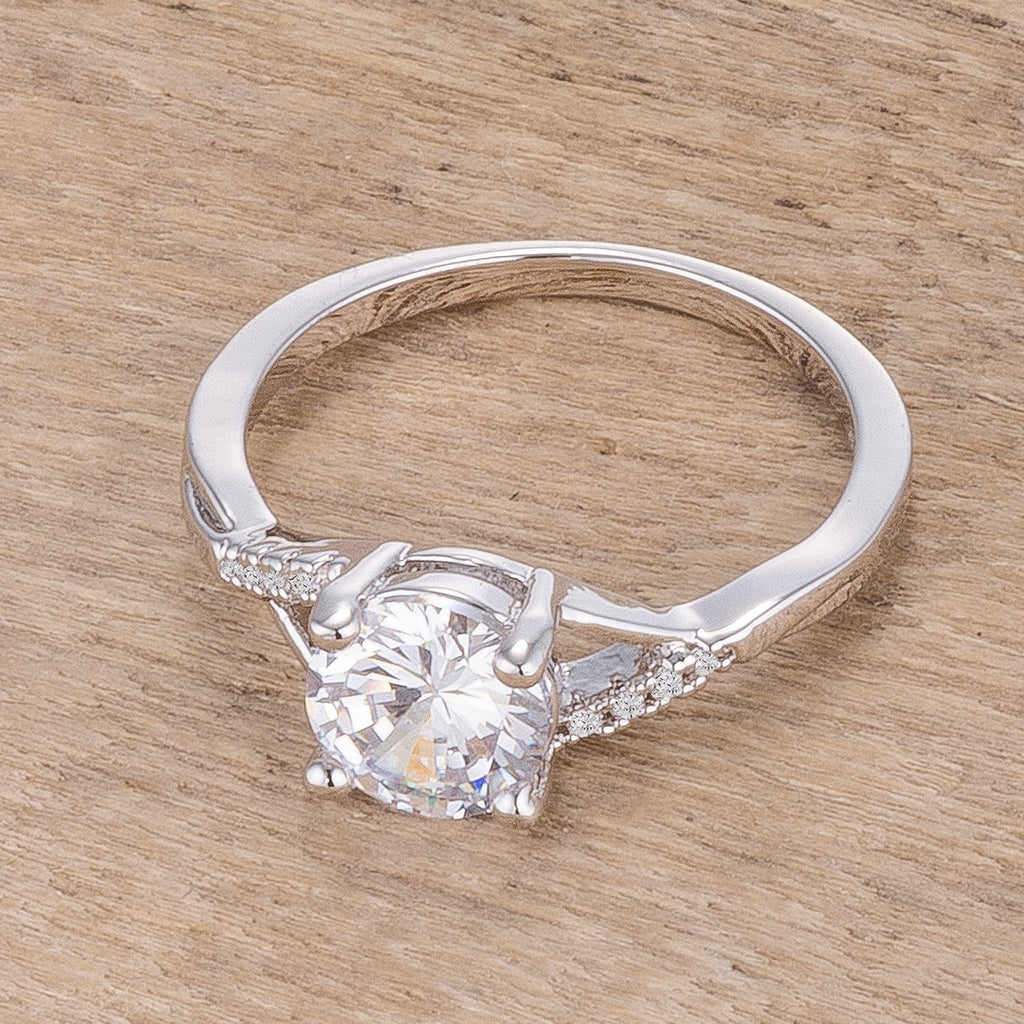 1.3Ct Rhodium Plated Simple Engagement Ring